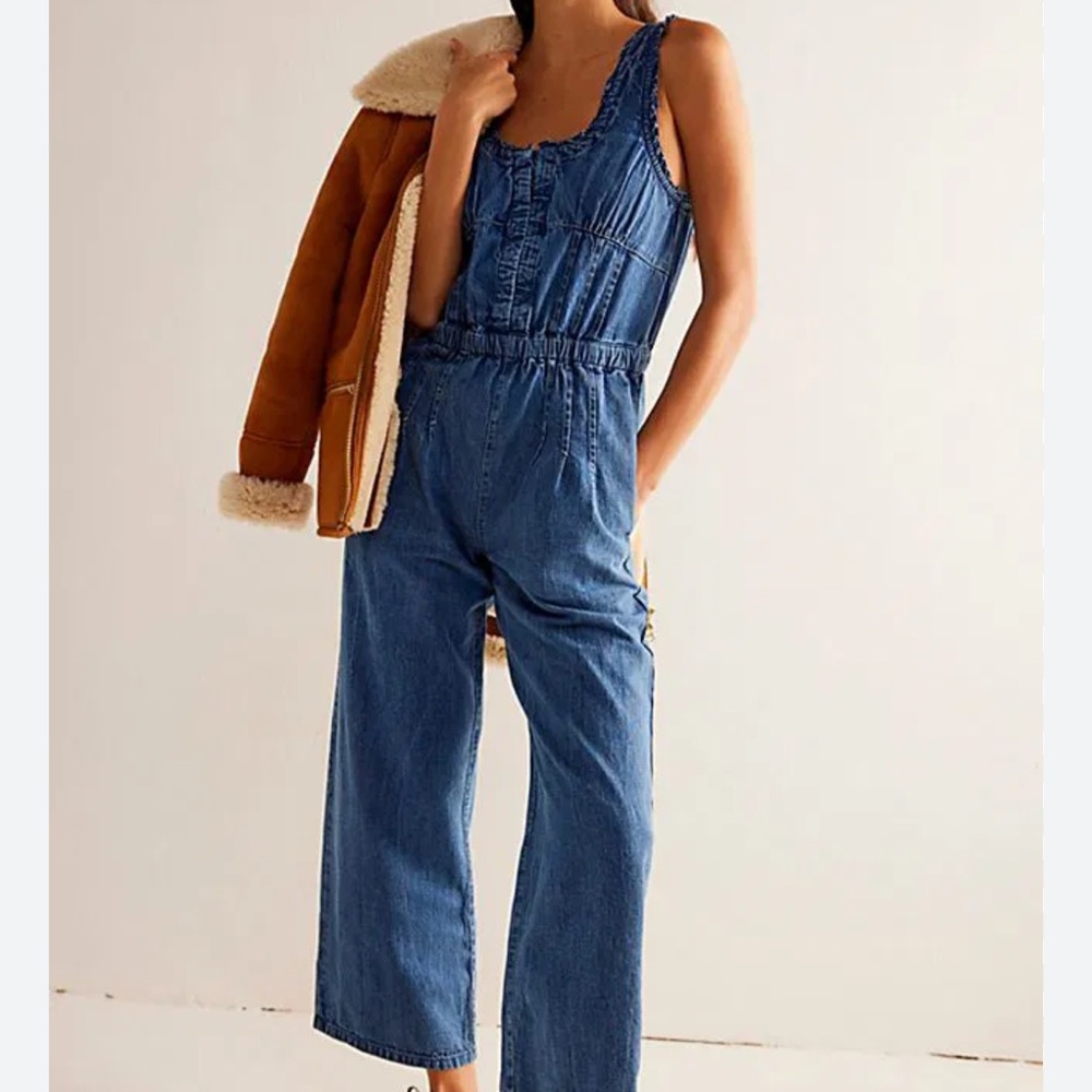 Free People Blue Denim Women's Overalls